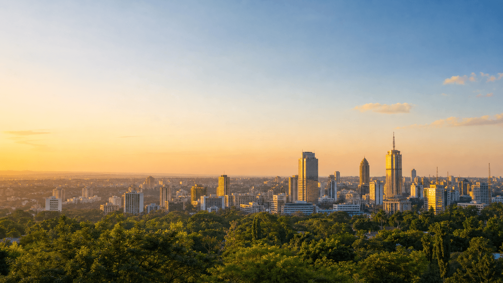 Nairobi skyline at sunset